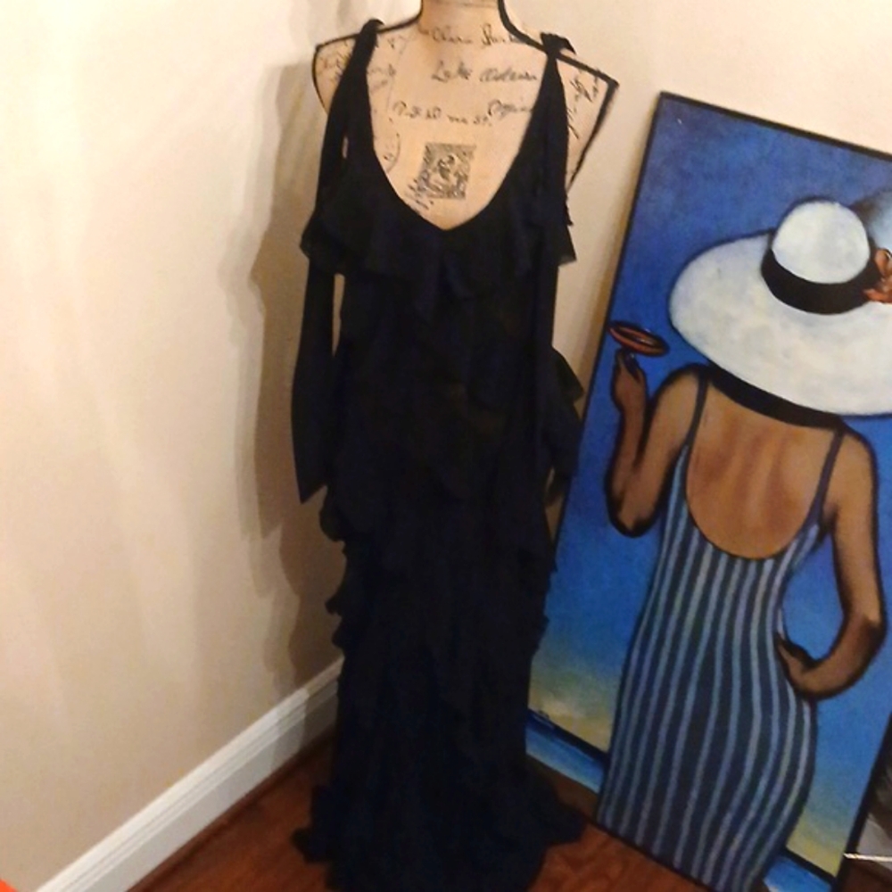 Widow Mesh Ruffle Maxi Dress - Picture 2 of 10